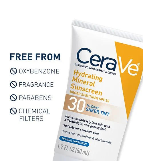 Hydrating Mineral Sunscreen SPF 30 Face Sheer Tint : Medium